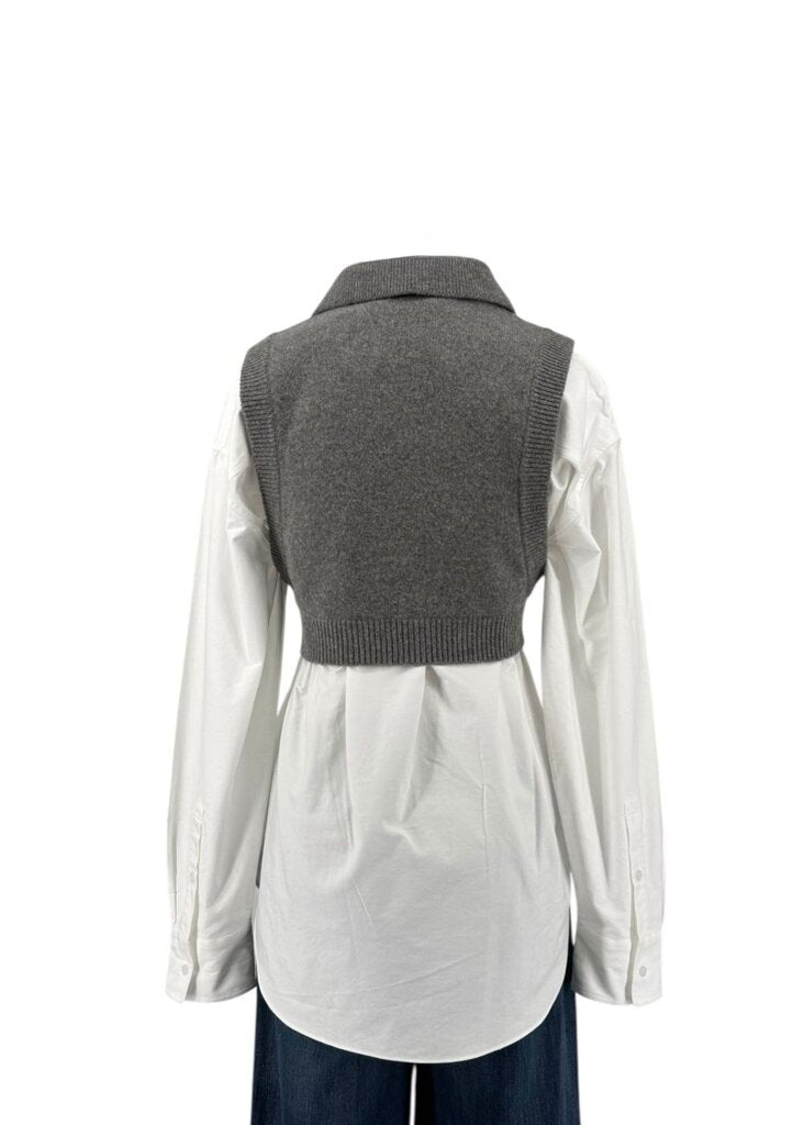 T Alexander Wang Oxford Bi-Layer with Cropped Wool Vest