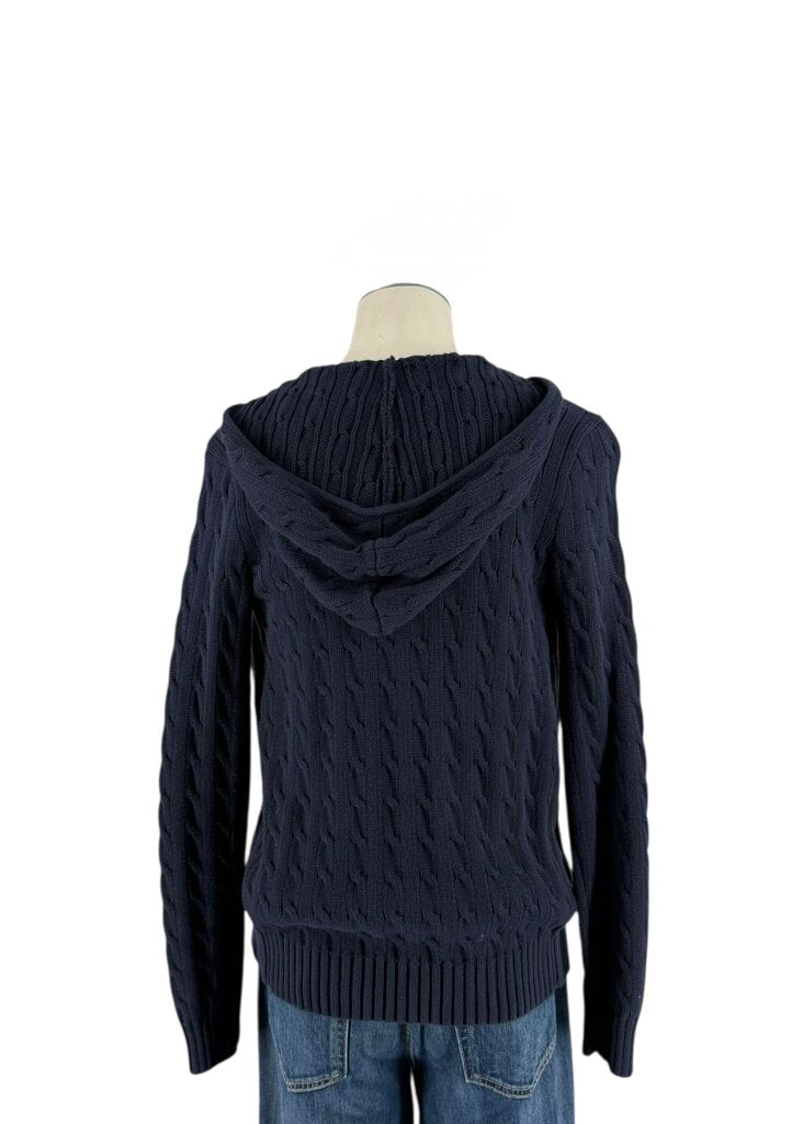 Cable Knit Hooded Zip Up Sweater