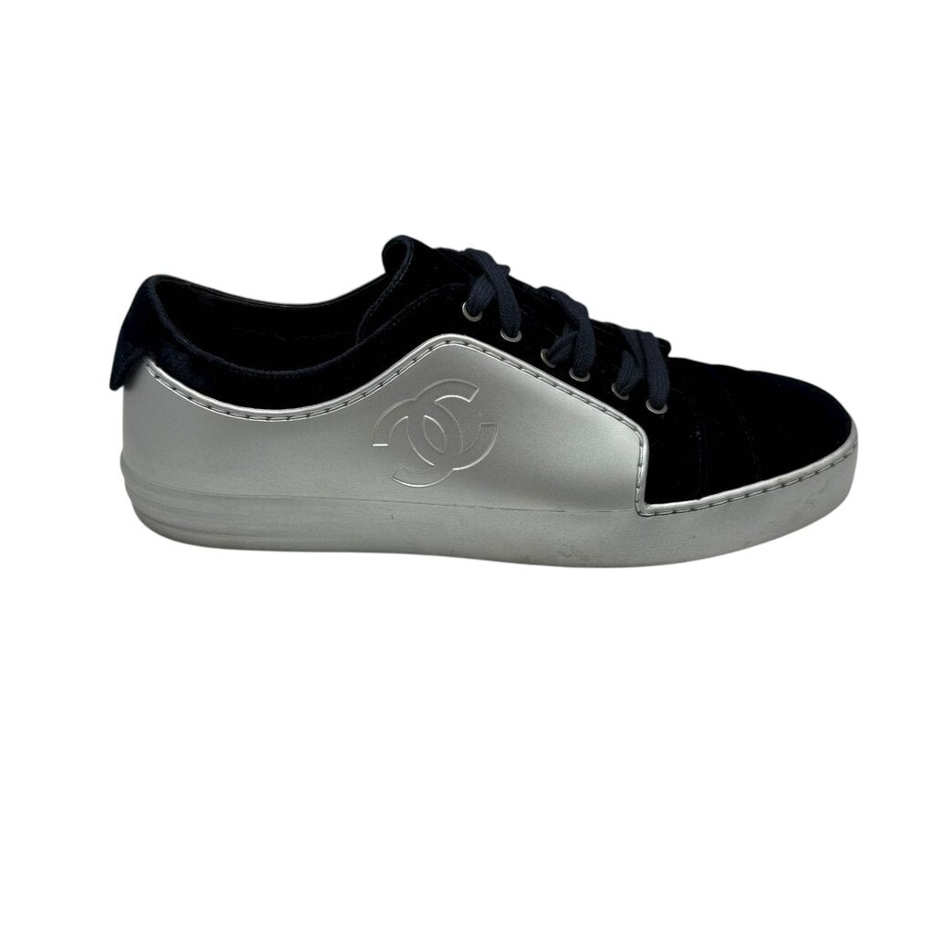 Metallic Leather & Velvet Sneakers