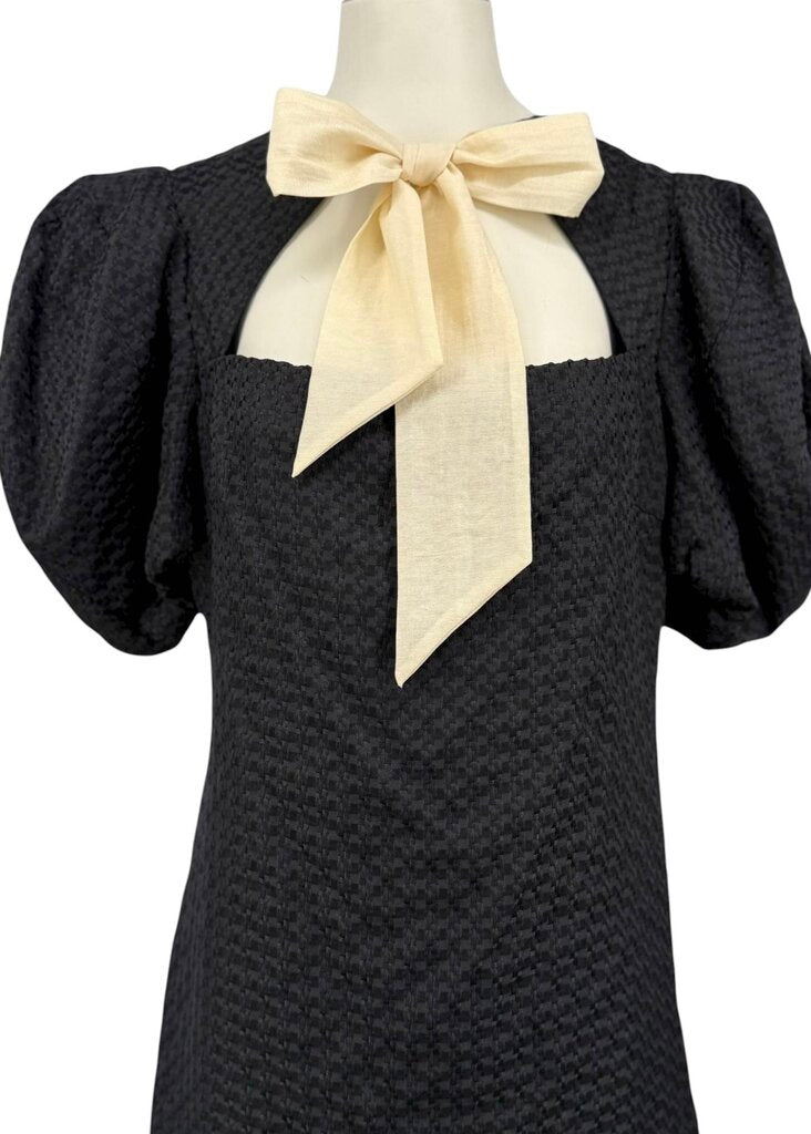 Savile Puff Sleeve Bow Mini Dress