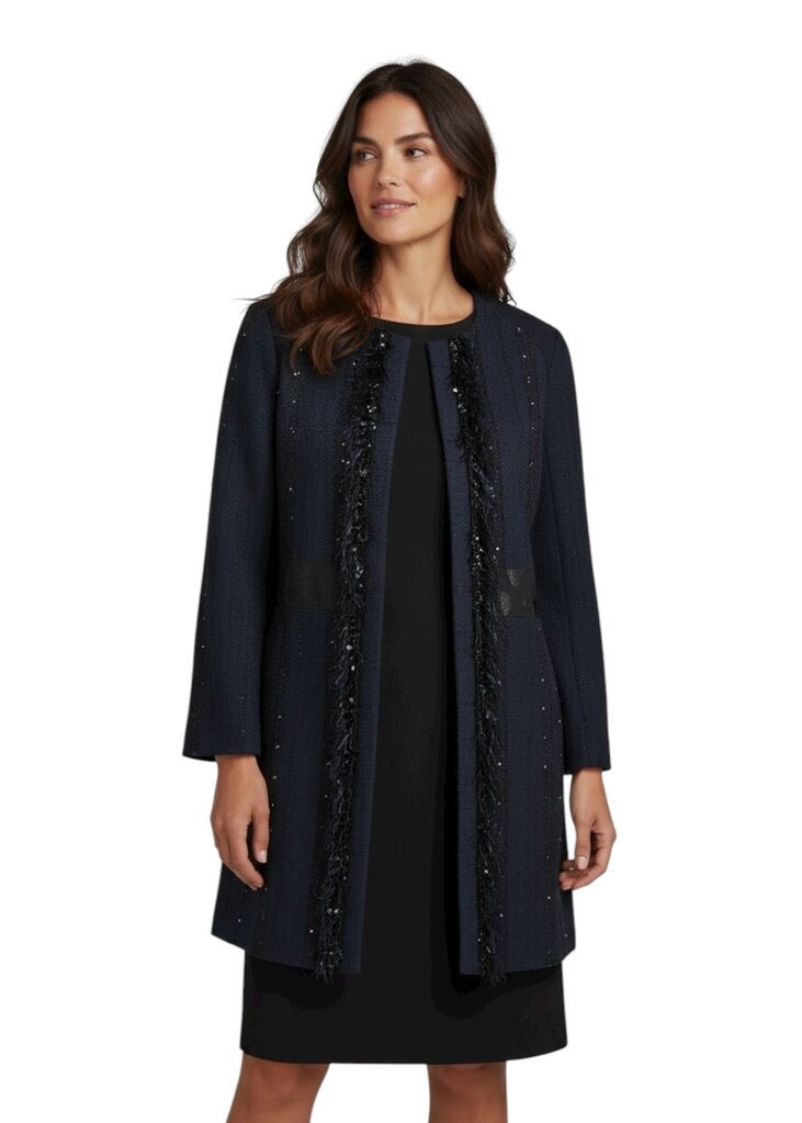 Talbot Runhof Sparkle Tassel Tunic Jacket Dress Coat