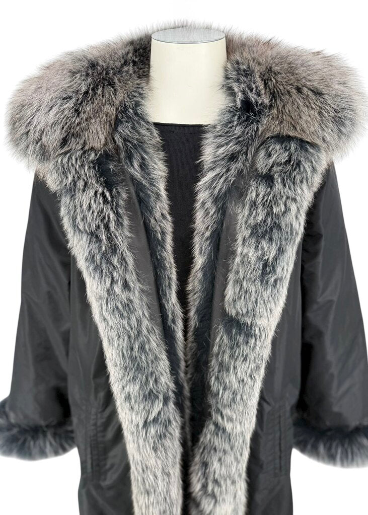 Diomi Fox Fur Reversible Coat with Hood