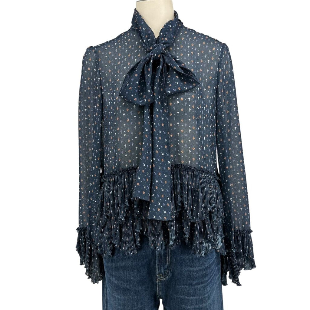 Sheer Bow Long Sleeve Top