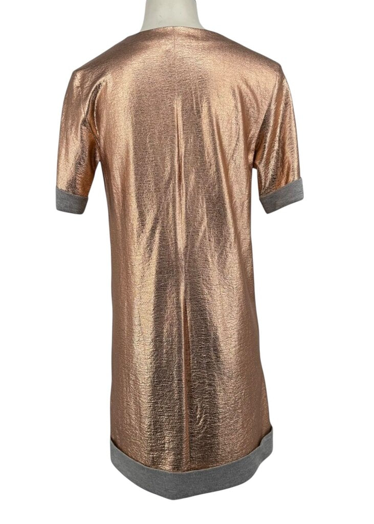 Metallic V Neck Short Sleeve Dress