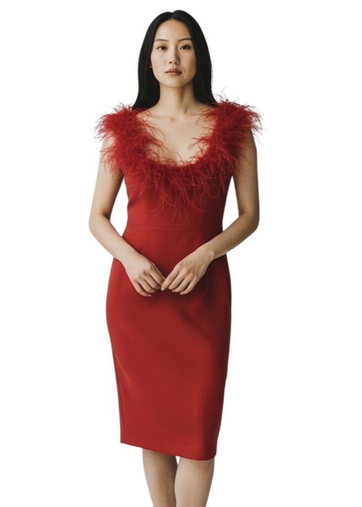 Elle Feather-Trimmed Off-the-Shoulder Dress