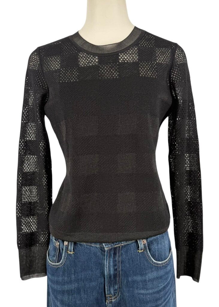 Sheer Check Crew Neck Sweater