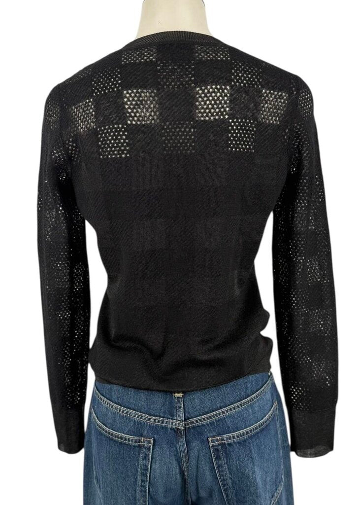 Sheer Check Crew Neck Sweater