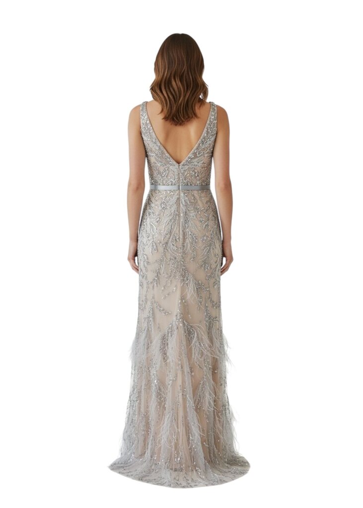 Black Label Feathered Lace Gown