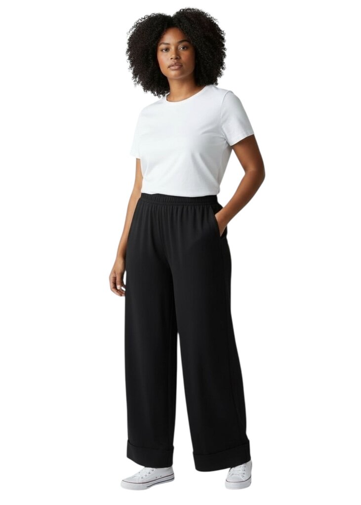 Wide Leg Cuffed Pants