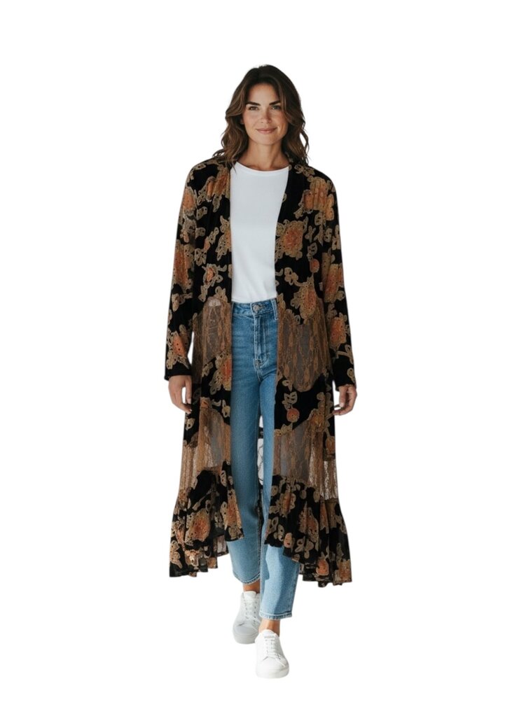 Lace & Velvet Burnout Duster