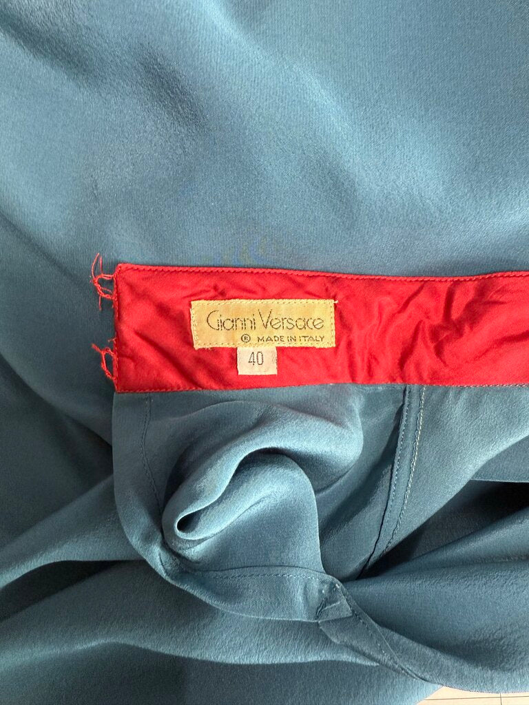 Mock Neck Stripe Silk Blouse / LE5