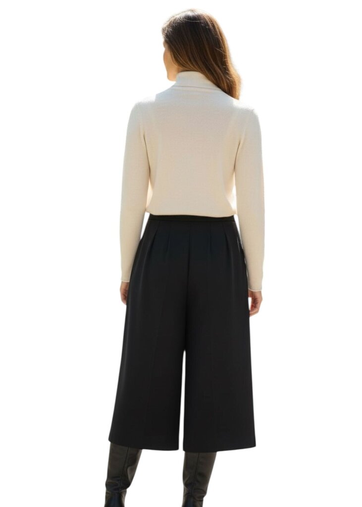 Pleated Wool Wide Leg Pants