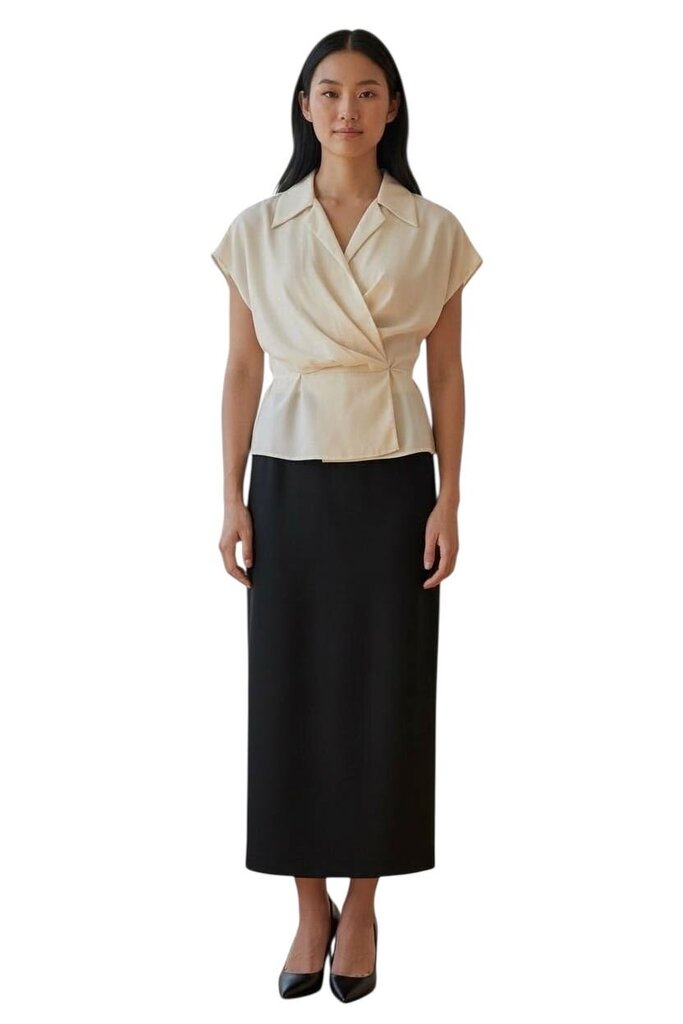 Wool Pencil Midi Skirt