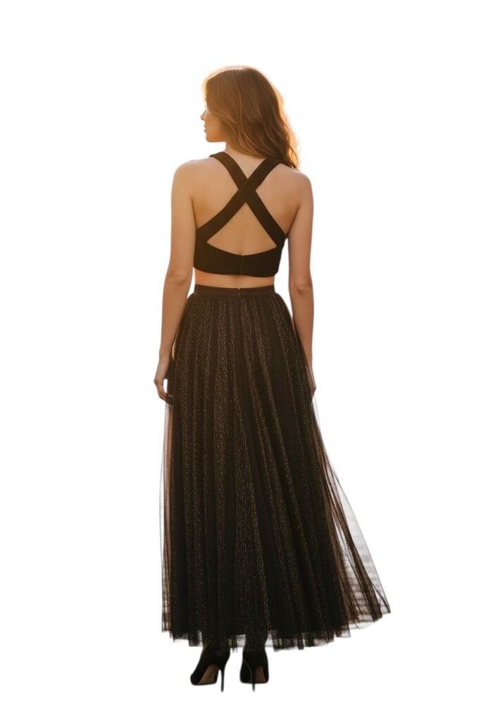Two Piece Velvet Shimmery Gown