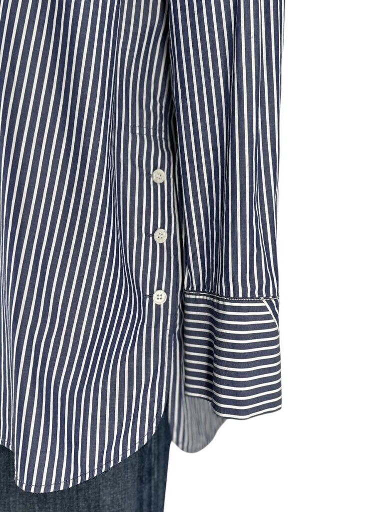 Blue Stripe V Neck Top