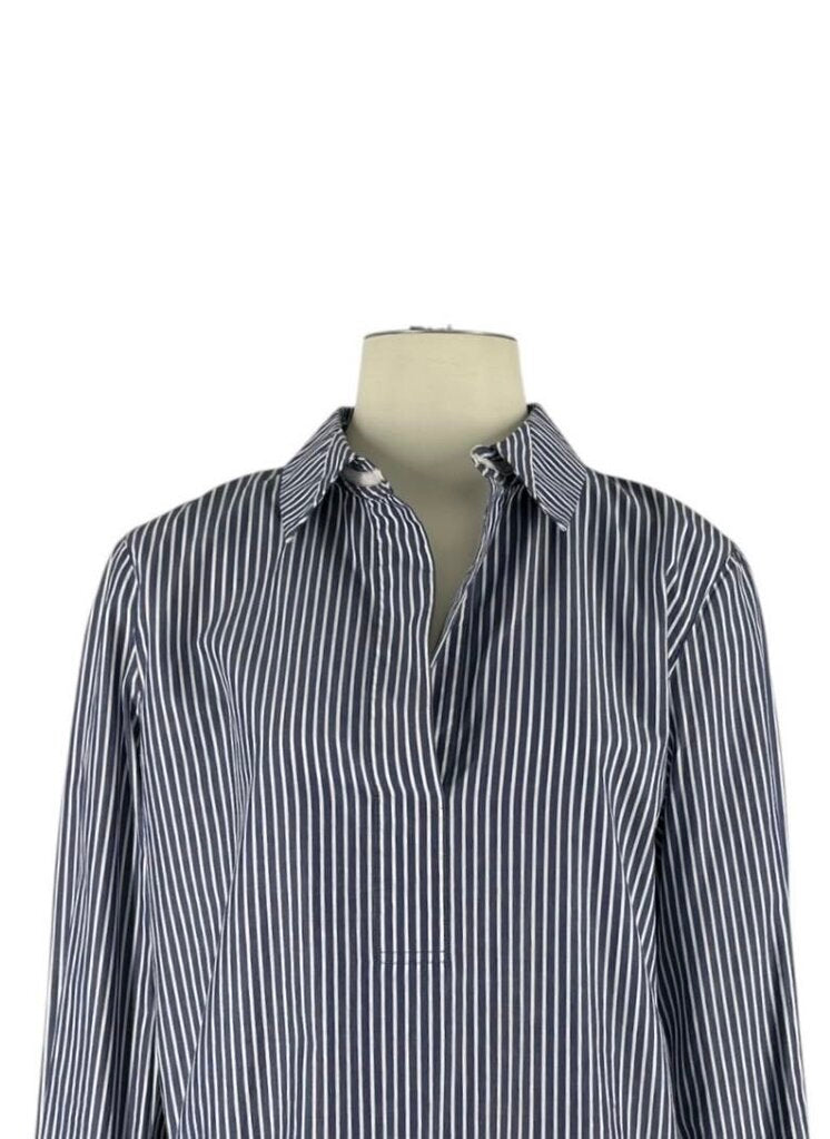 Blue Stripe V Neck Top