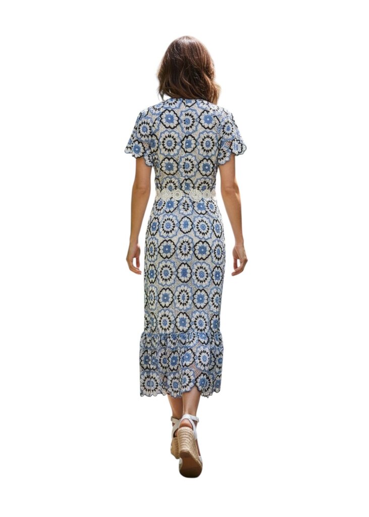 Floral Embroidered V Neck Maxi Dress