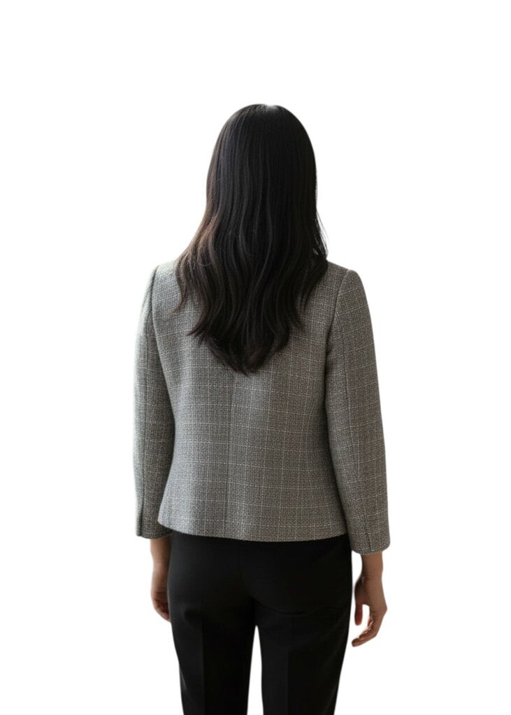 Talbots Silver Thread Cropped Jacket One Button