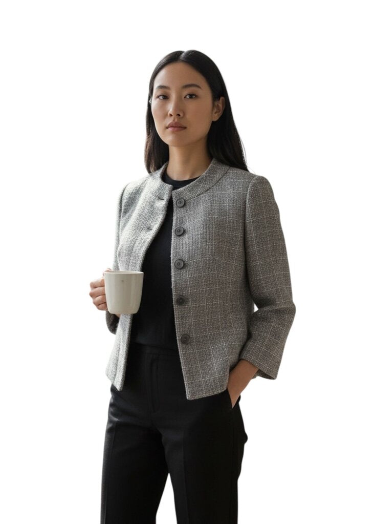 Talbots Silver Thread Cropped Jacket One Button