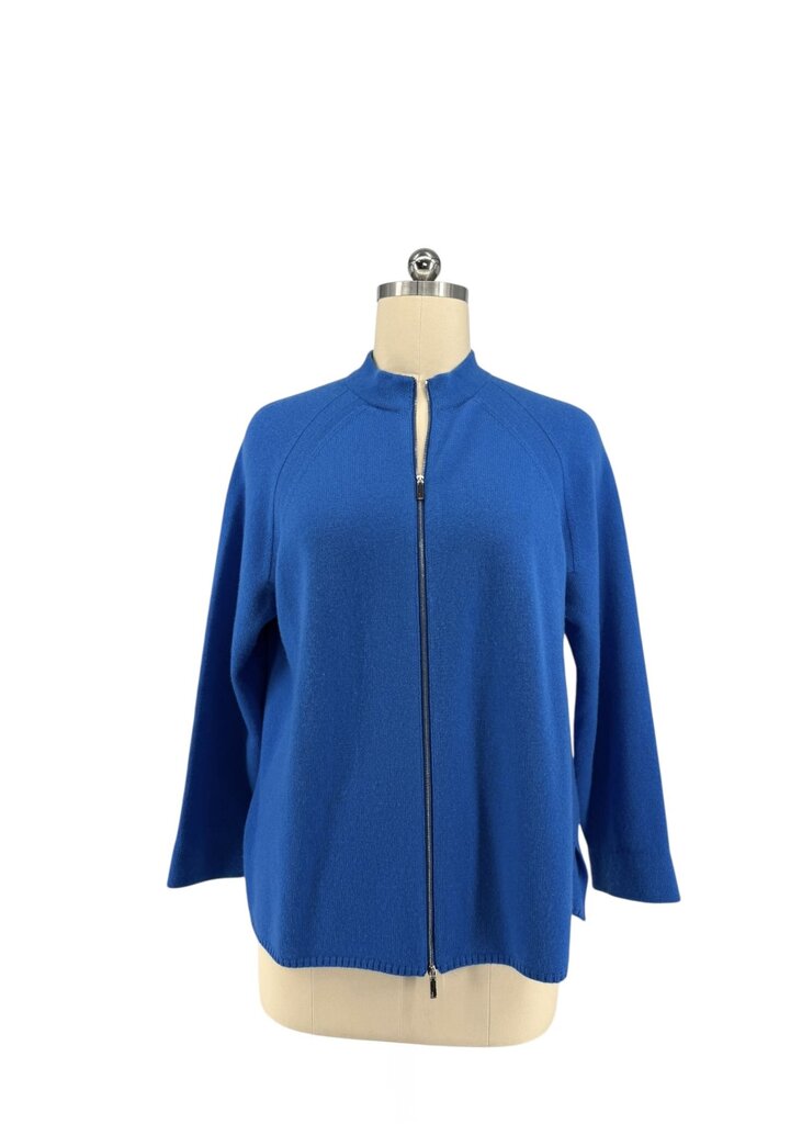 Lafayette 148 Cashmere Zip Cardigan Blue