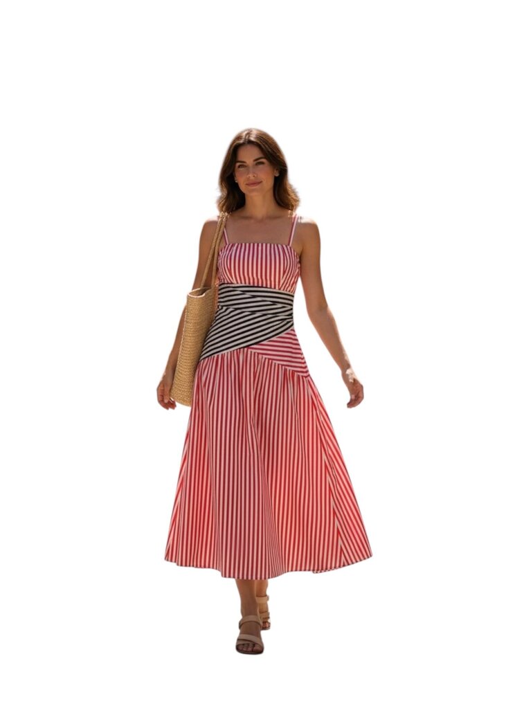 French Connection Striped Midi