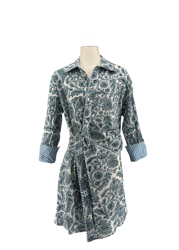 Nibi Teal Bird Long Sleeve Midi