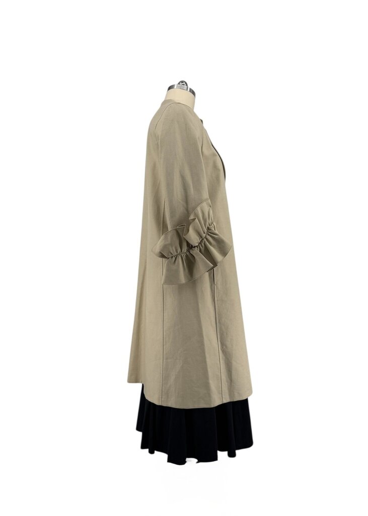 Lafayette 148 Stone XL Coat Button with Ruffle Sleeves