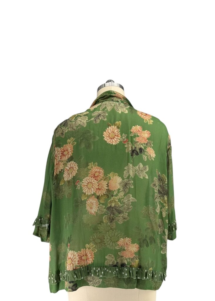 Curate Green Floral Tie Long Sleeve