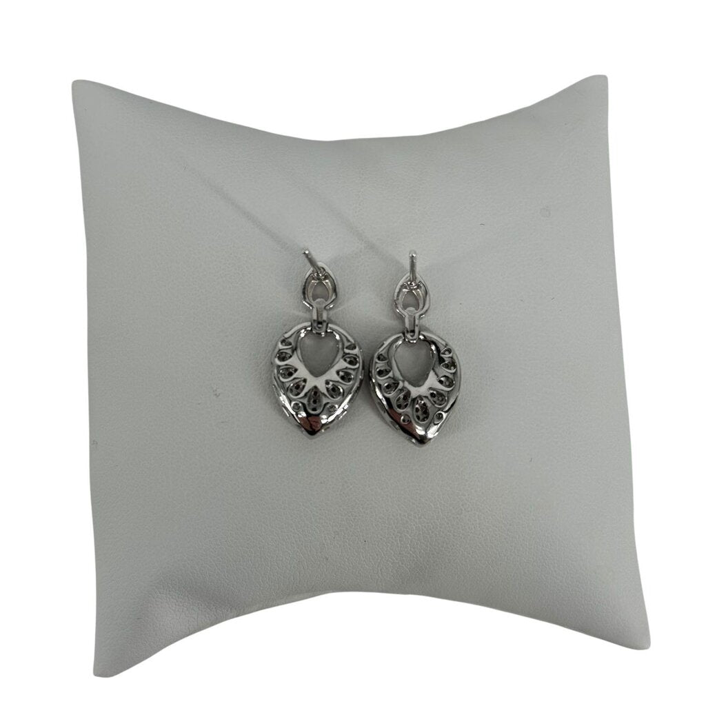 Sterling Silver and Cubic Zirconia Heart Dangle Post Earrings