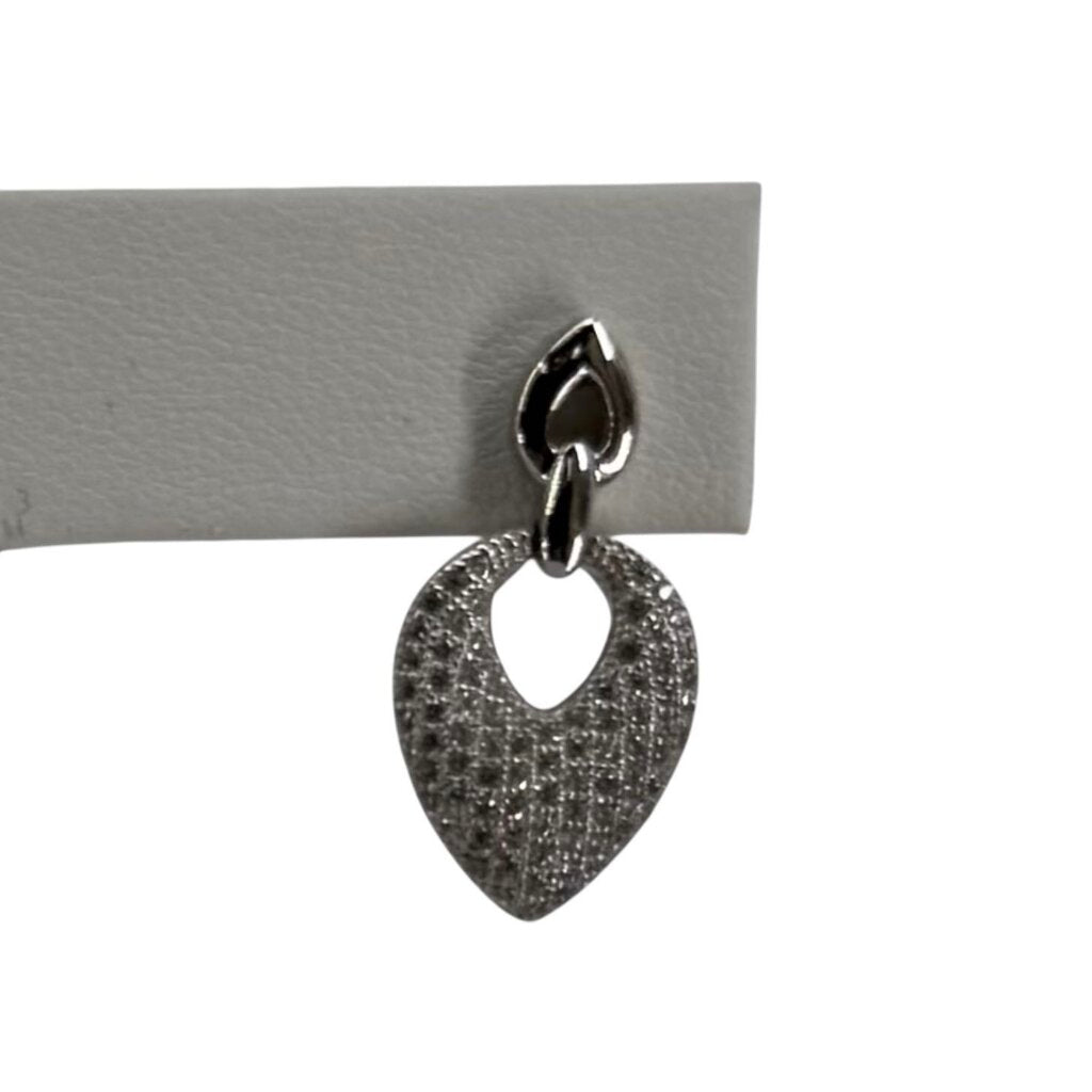 Sterling Silver and Cubic Zirconia Heart Dangle Post Earrings