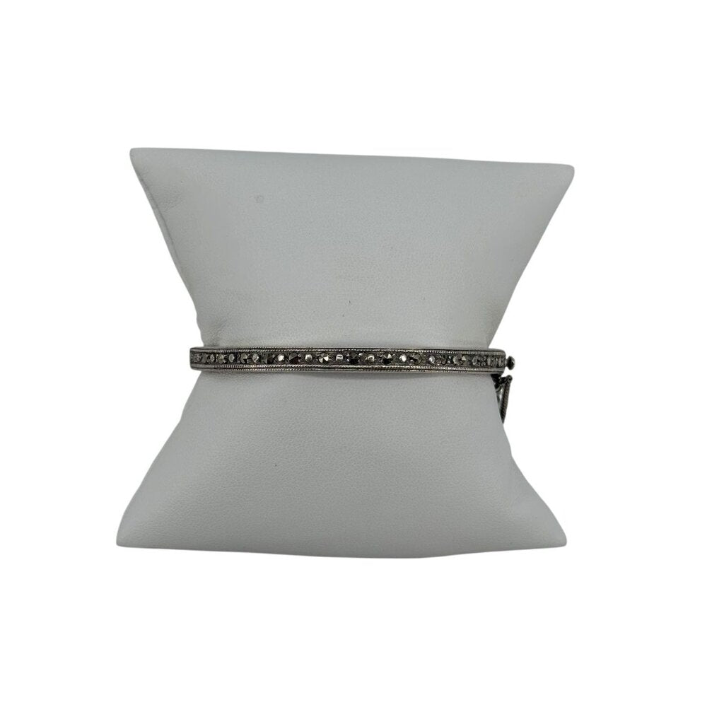 Marcasite Israel 925 Sterling Silver Hinged Lock Bracelet