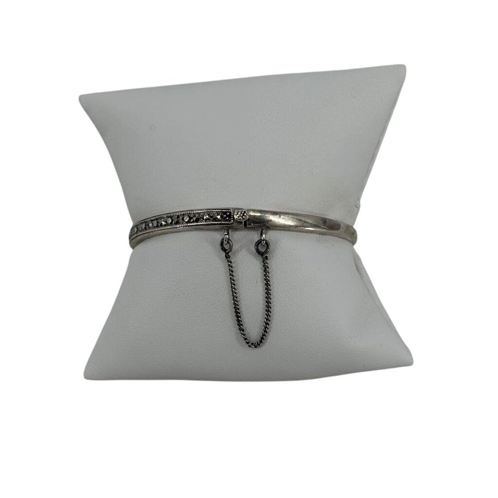 Marcasite Israel 925 Sterling Silver Hinged Lock Bracelet