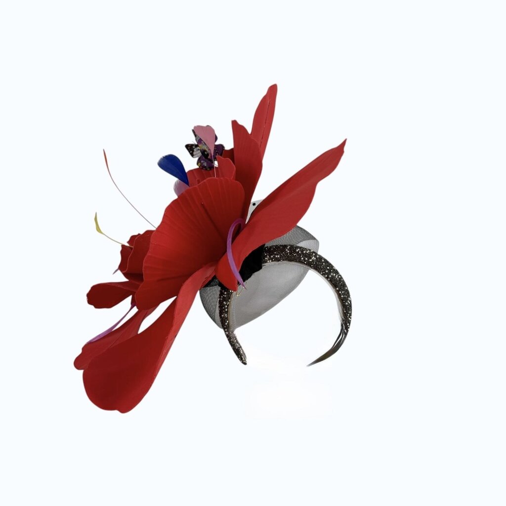 Red Flower Fascinator\CB6