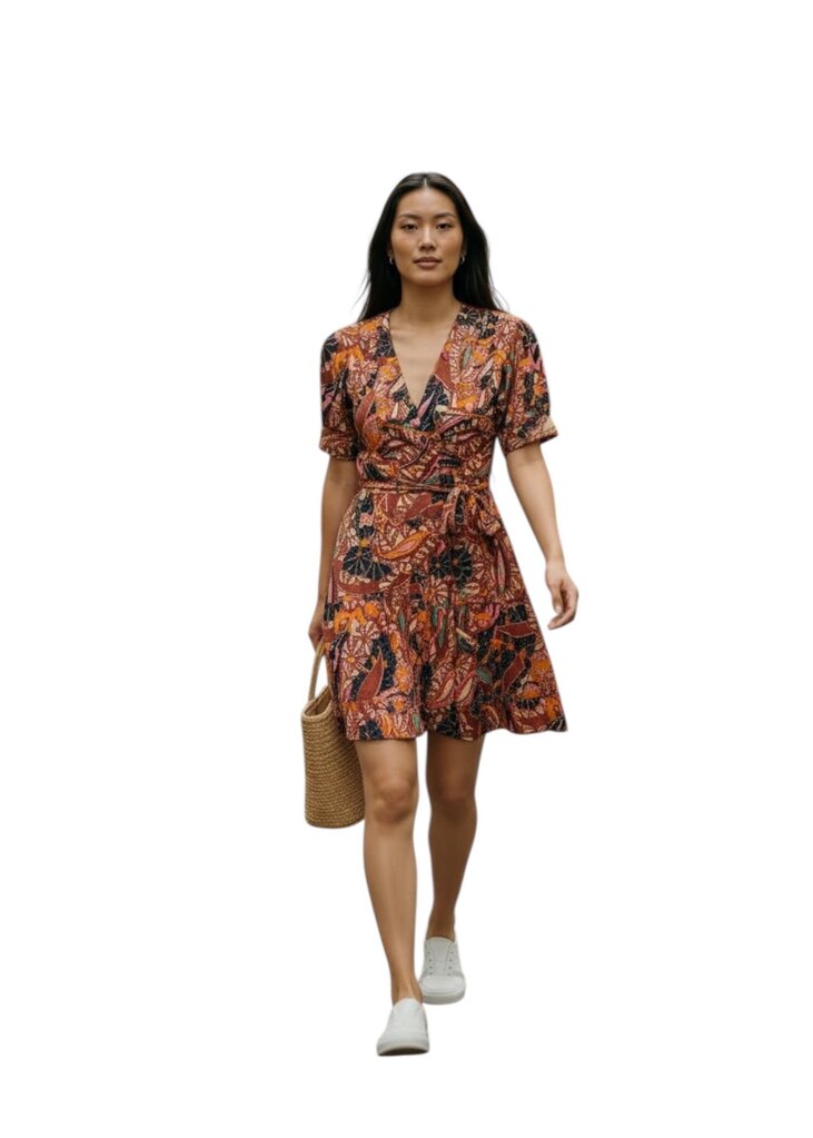 A.L.C. Puff Sleeve Midi Dress with Tie