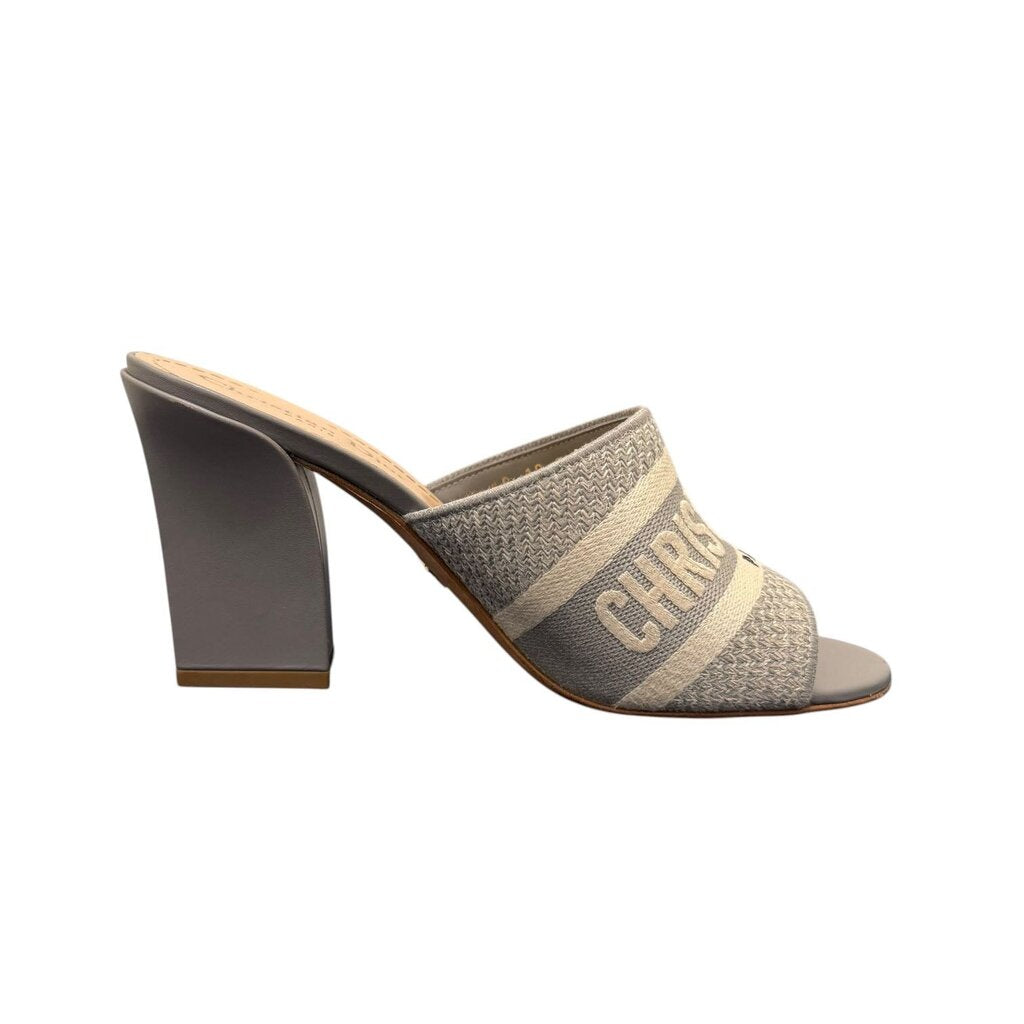 Dior Dway Embroidered Heeled Mule Slide Sandals