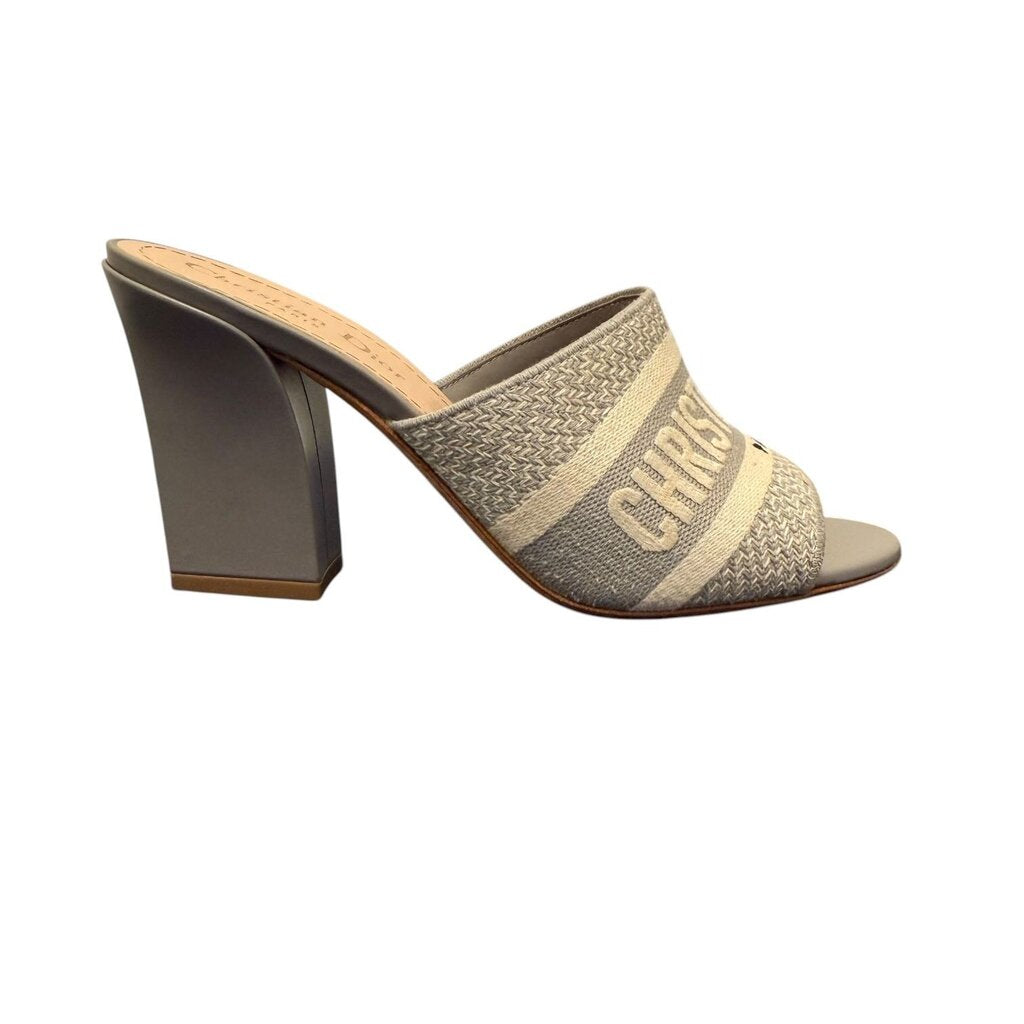 Dway Embroidered Heeled Slide On Sandals