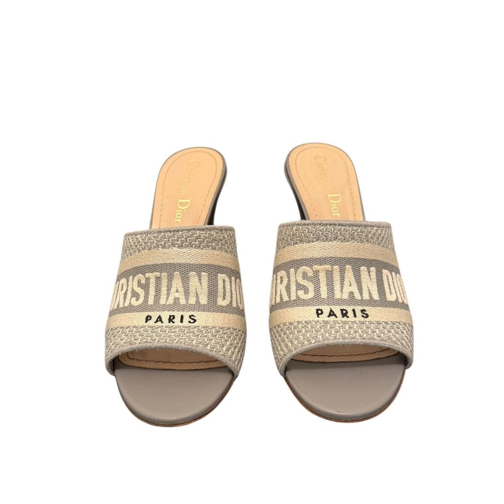 Dior Dway Embroidered Heeled Mule Slide Sandals