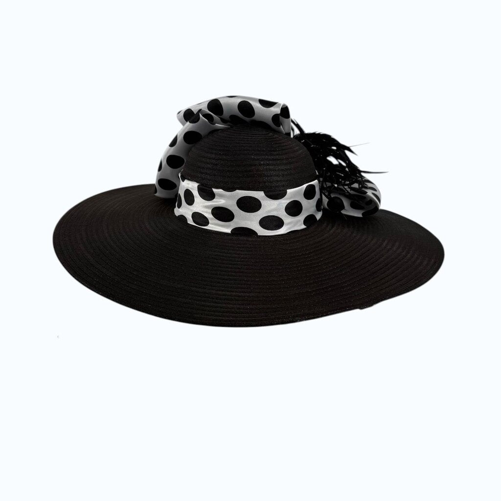 Feathered Polka Dot Bow Hat