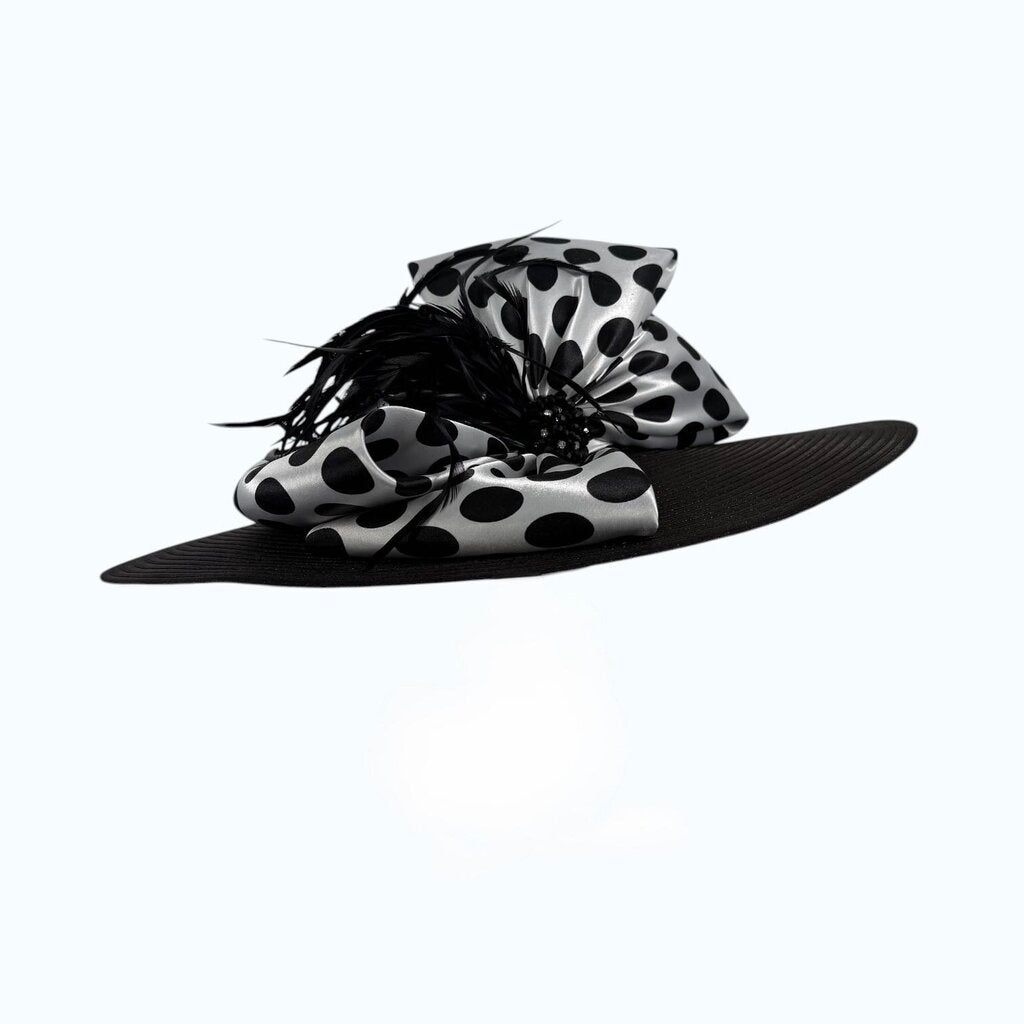 Feathered Polka Dot Bow Hat
