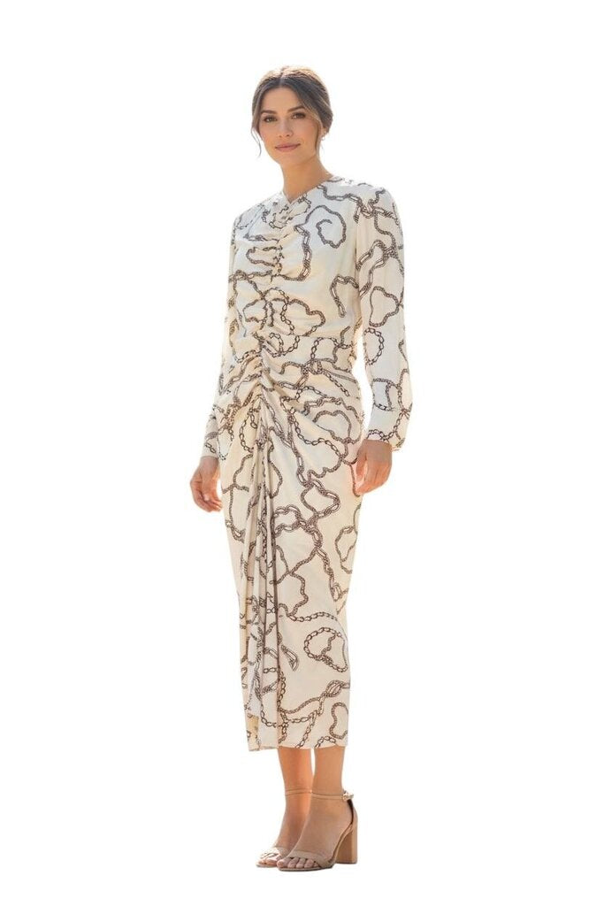 Chain Link Maxi Long Sleeve Ruched Front/CD6