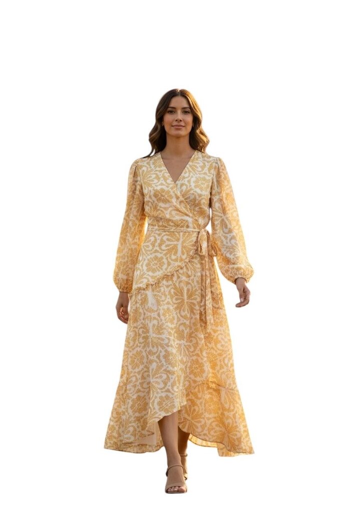 Anthro Hutch V Neck Yellow Wrap Dress