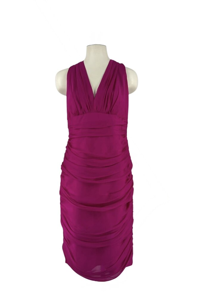 Carmen Marc Valvo Fuchsia Sleeveless Ruched Dress