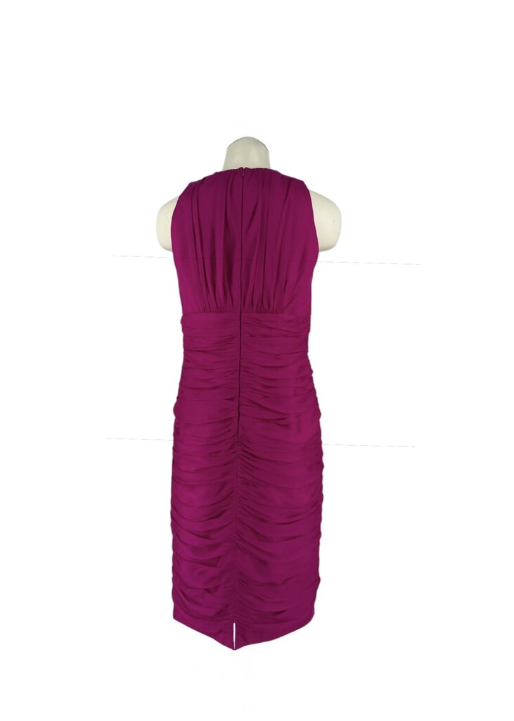 Carmen Marc Valvo Fuchsia Sleeveless Ruched Dress