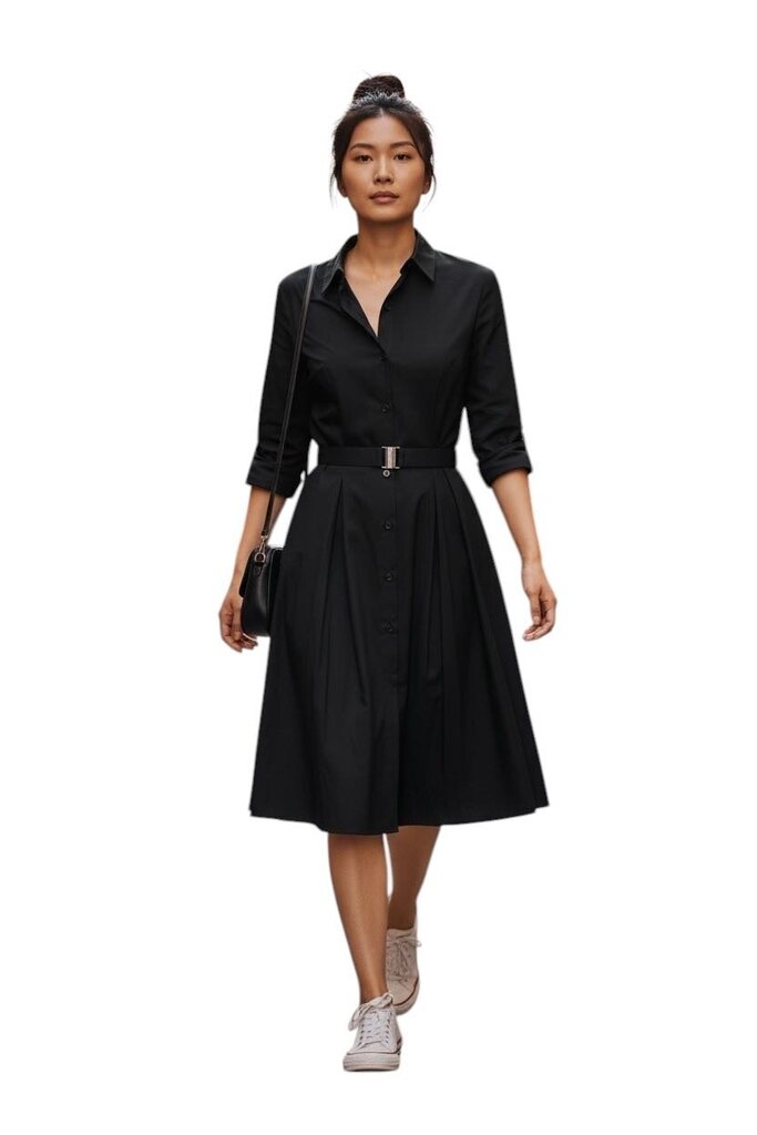 Belted Button Up Midi Dress