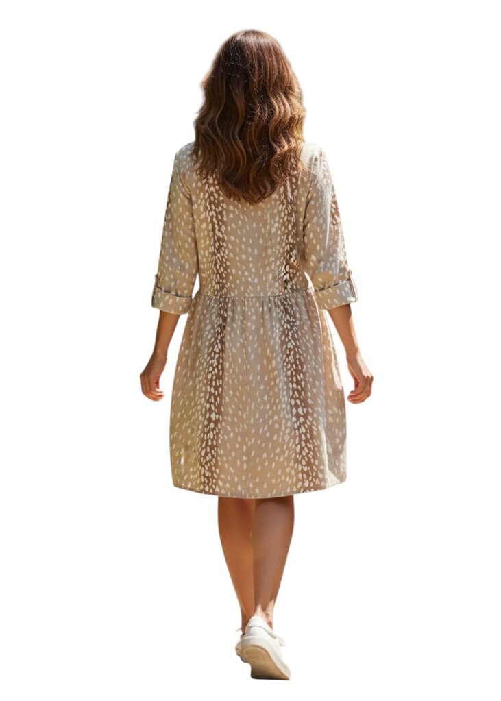 Tuckernuck Deer Pattern 3/4 Sleeve Button Up Midi Dress