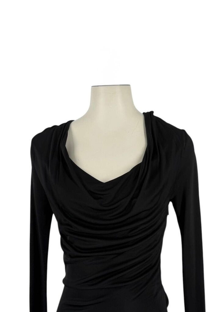 Roberto Cavalli Black Long Sleeve Ring Diamond Back Cut Out Dress