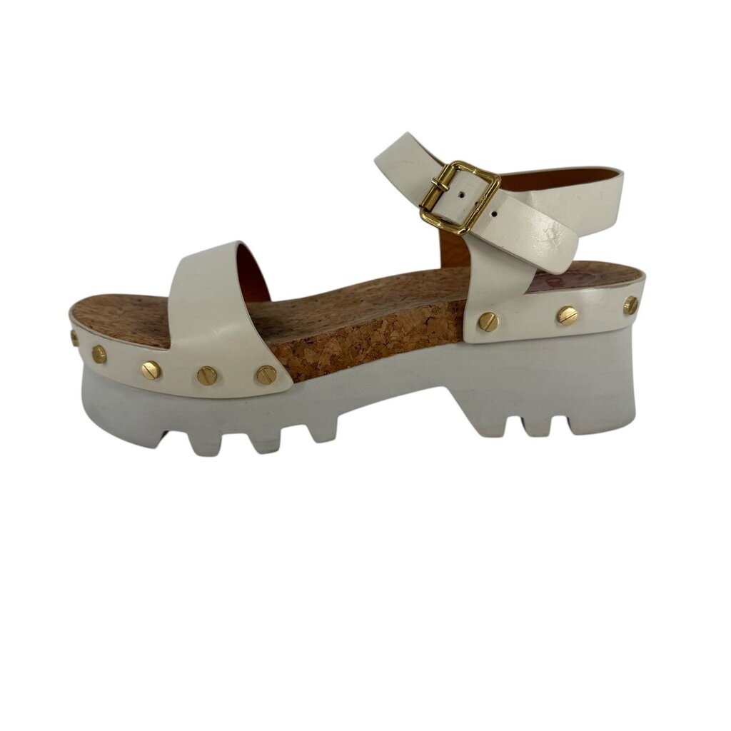Chloe Stud Leather White Tall Sandals Cork Inside