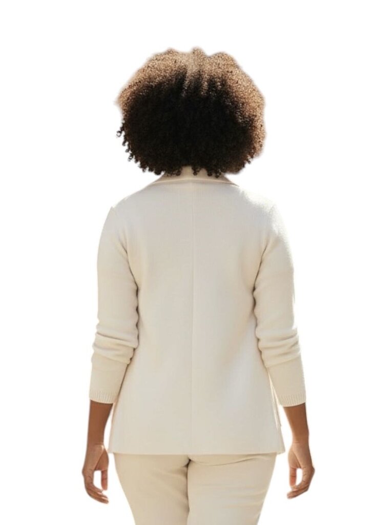 L'Agence One Button Cotton White Sweater with Collar