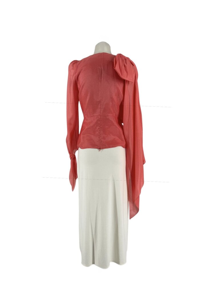 Hellessy Shimmer V Neck Asymetrical Salmon Small Top