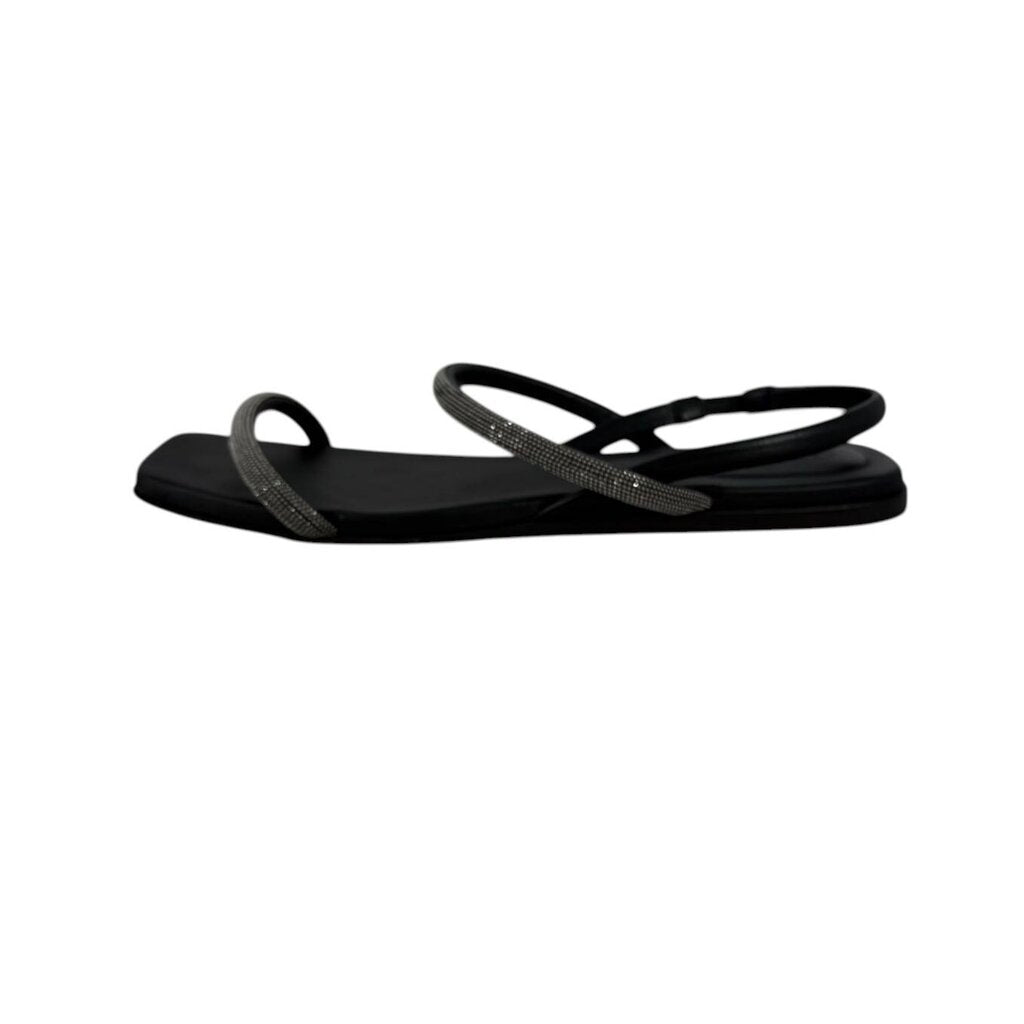 Beaded Black Strappy Sandals